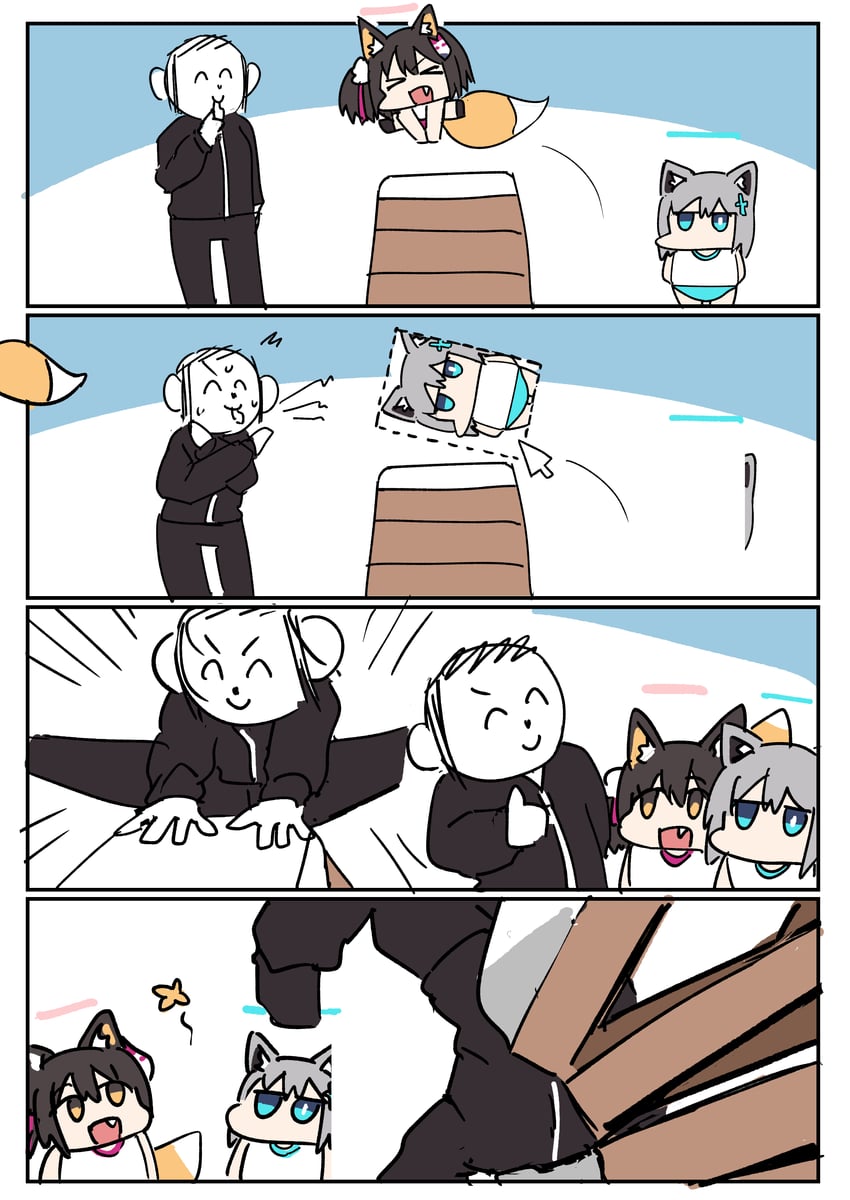 sensei, doodle sensei, shiroko, and izuna (blue archive) drawn by tenten_(chan4545)