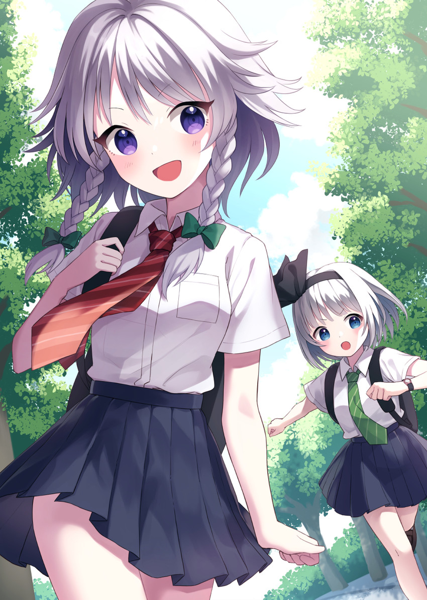 izayoi sakuya and konpaku youmu (touhou) drawn by suzuno_naru