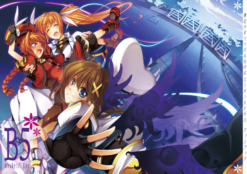 takamachi nanoha, yagami hayate, and vita (lyrical nanoha and 1 more) drawn by kawakami_shuuichi