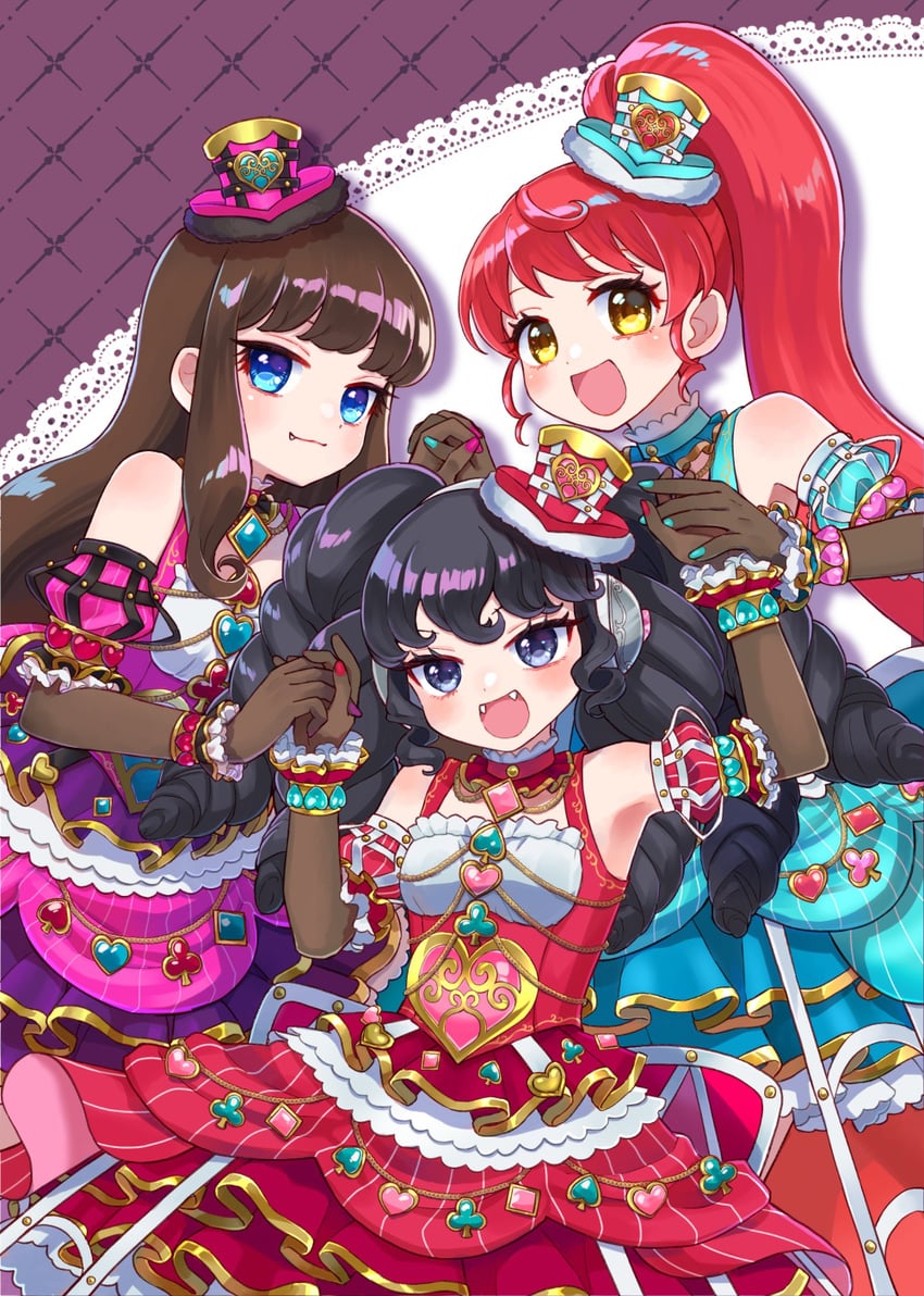 kurosu aroma, shiratama mikan, and gaaruru (pretty series and 1 more) drawn by jinno_(jin_c_kkry)
