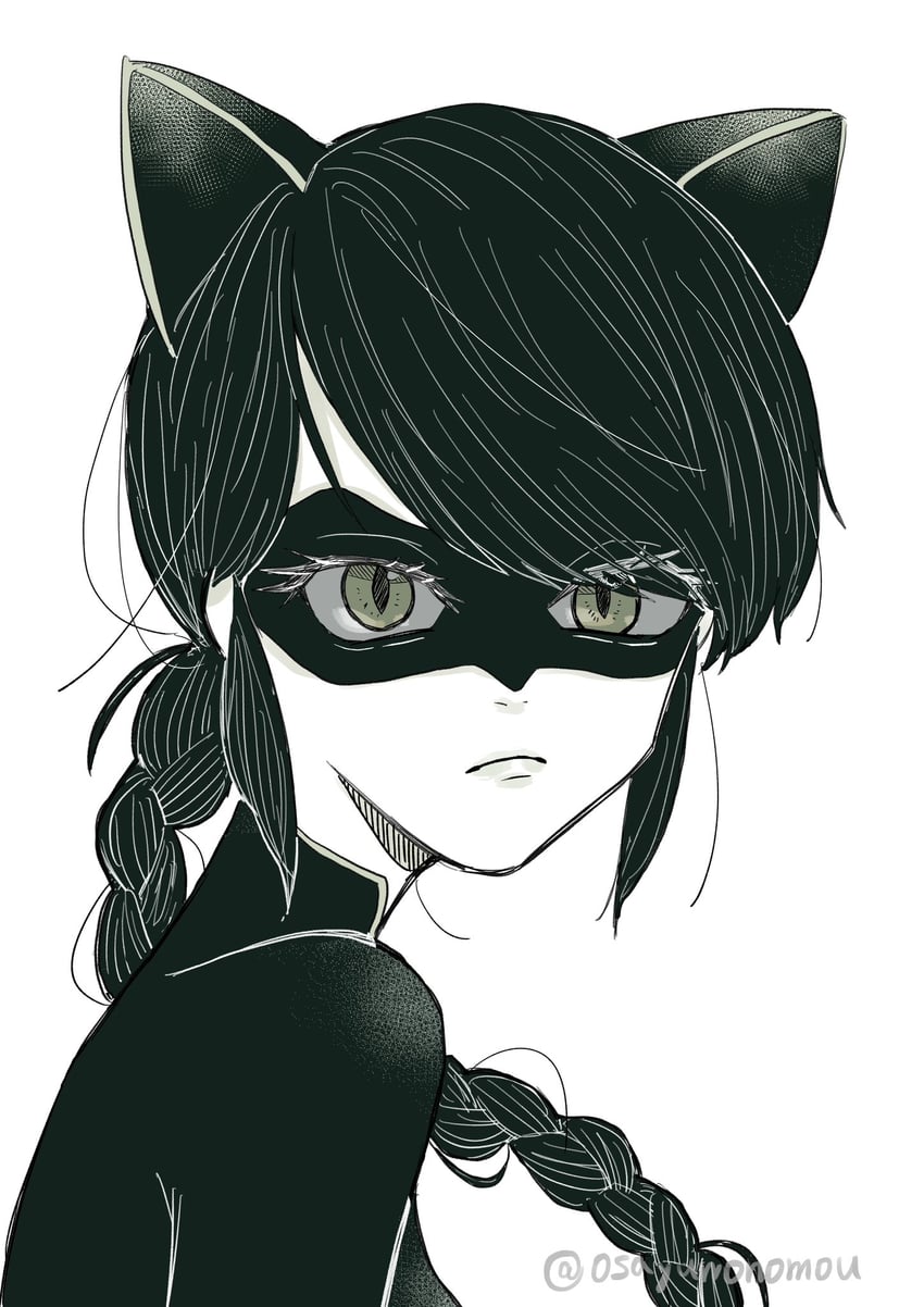 marinette dupain-cheng and lady noir (miraculous ladybug) drawn by osayuwonomou