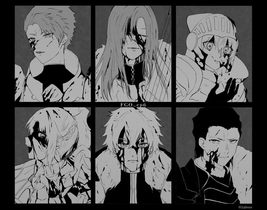 mordred, gawain, lancelot, tristan, gareth, and 1 more (fate and 1 more) drawn by jtgbaaa