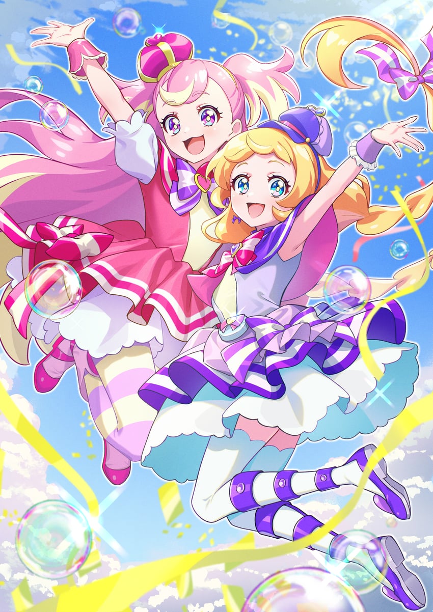 inukai komugi, inukai iroha, cure wonderful, and cure friendy (precure and 1 more) drawn by rice_rabbit22