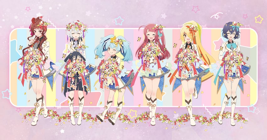 konno junko, minamoto sakura, mizuno ai, nikaidou saki, hoshikawa lily, and 2 more (zombie land saga)