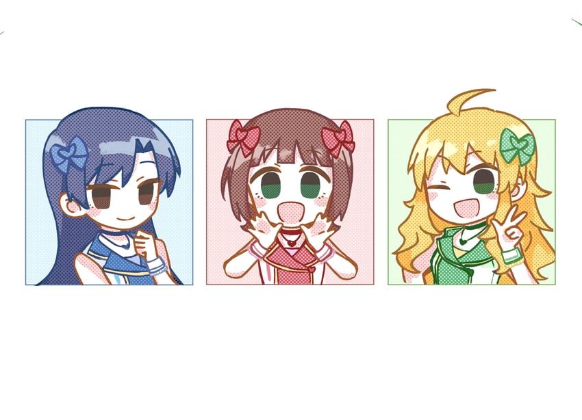 hoshii miki, kisaragi chihaya, and amami haruka (idolmaster and 1 more) drawn by chiwawa174
