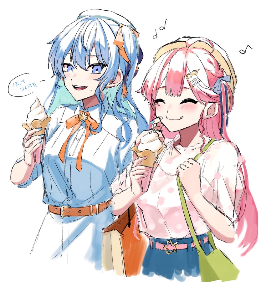 hoshimachi suisei and sakura miko (hololive) drawn by a-rufu