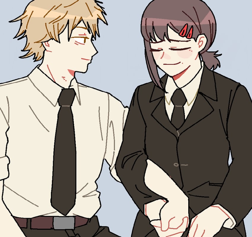 denji and higashiyama kobeni (chainsaw man and 1 more) drawn by jim1234511