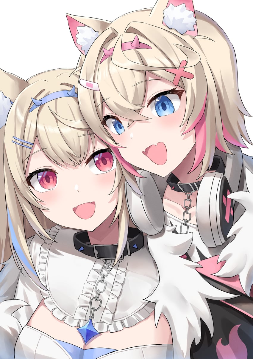 fuwawa abyssgard and mococo abyssgard (hololive and 1 more) drawn by vakuuberi