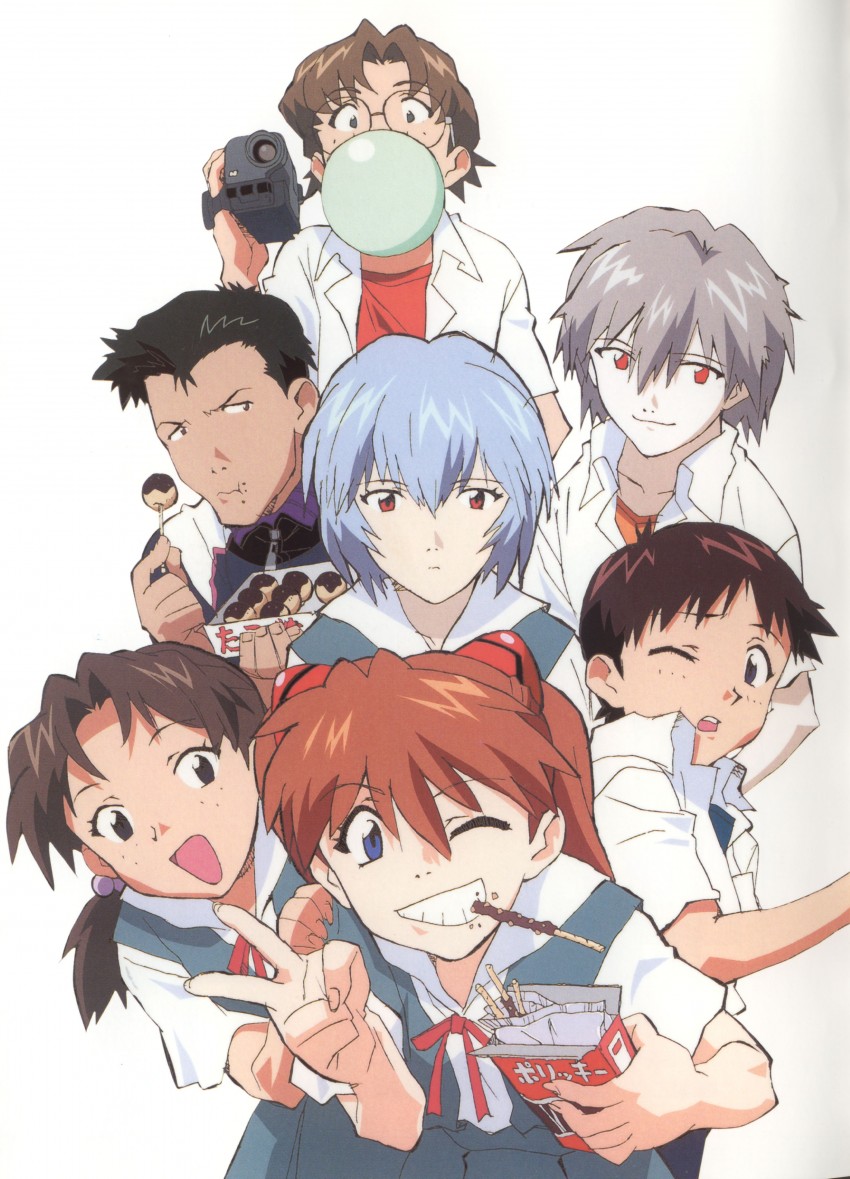 souryuu asuka langley, ayanami rei, ikari shinji, nagisa kaworu, aida kensuke, and 2 more (neon genesis evangelion) drawn by morioka_hideyuki