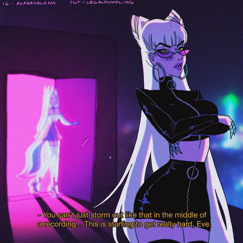 ahri, evelynn, k/da all out evelynn, k/da all out ahri, the baddest evelynn, and 1 more (league of legends) drawn by legaldumpling