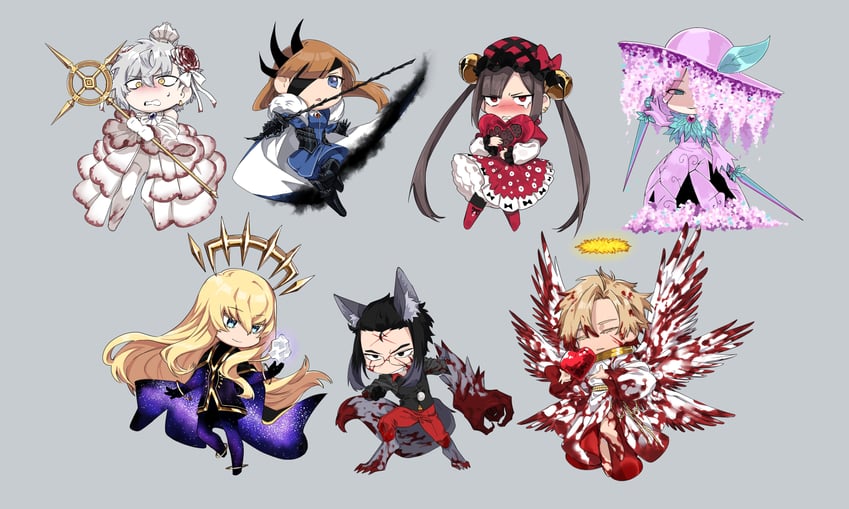 yu mei-ren, kadoc zemlupus, kirschtaria wodime, daybit sem void, ophelia phamrsolone, and 3 more (fate and 4 more) drawn by hunyangzi