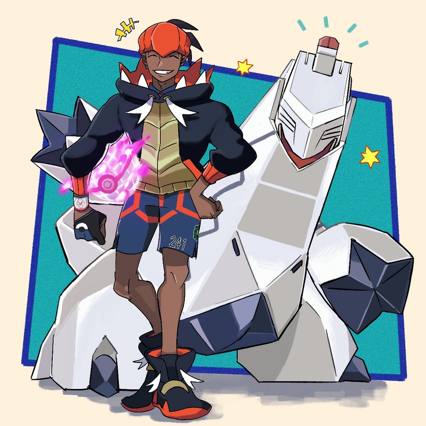 raihan and duraludon (pokemon and 1 more) drawn by kokesa_kerokero