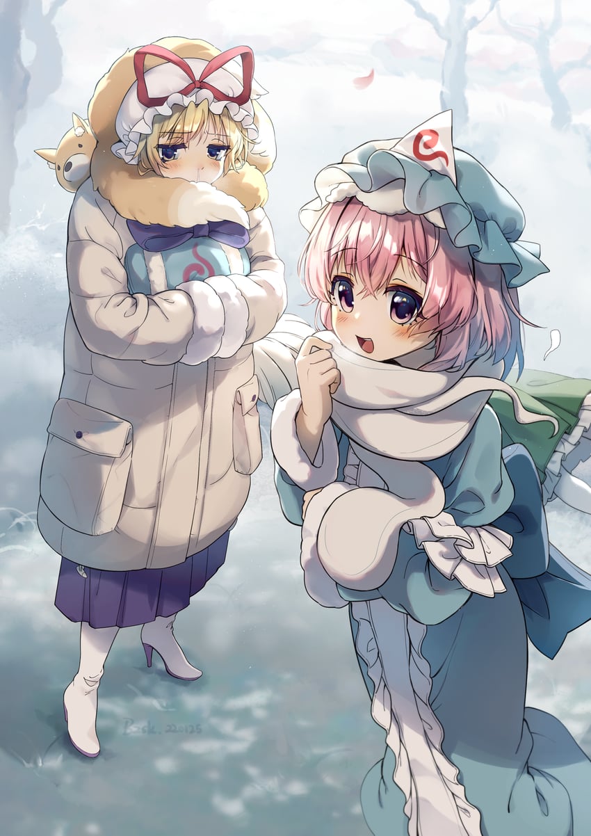 konpaku youmu, yakumo yukari, saigyouji yuyuko, and yakumo ran (touhou) drawn by baozishark