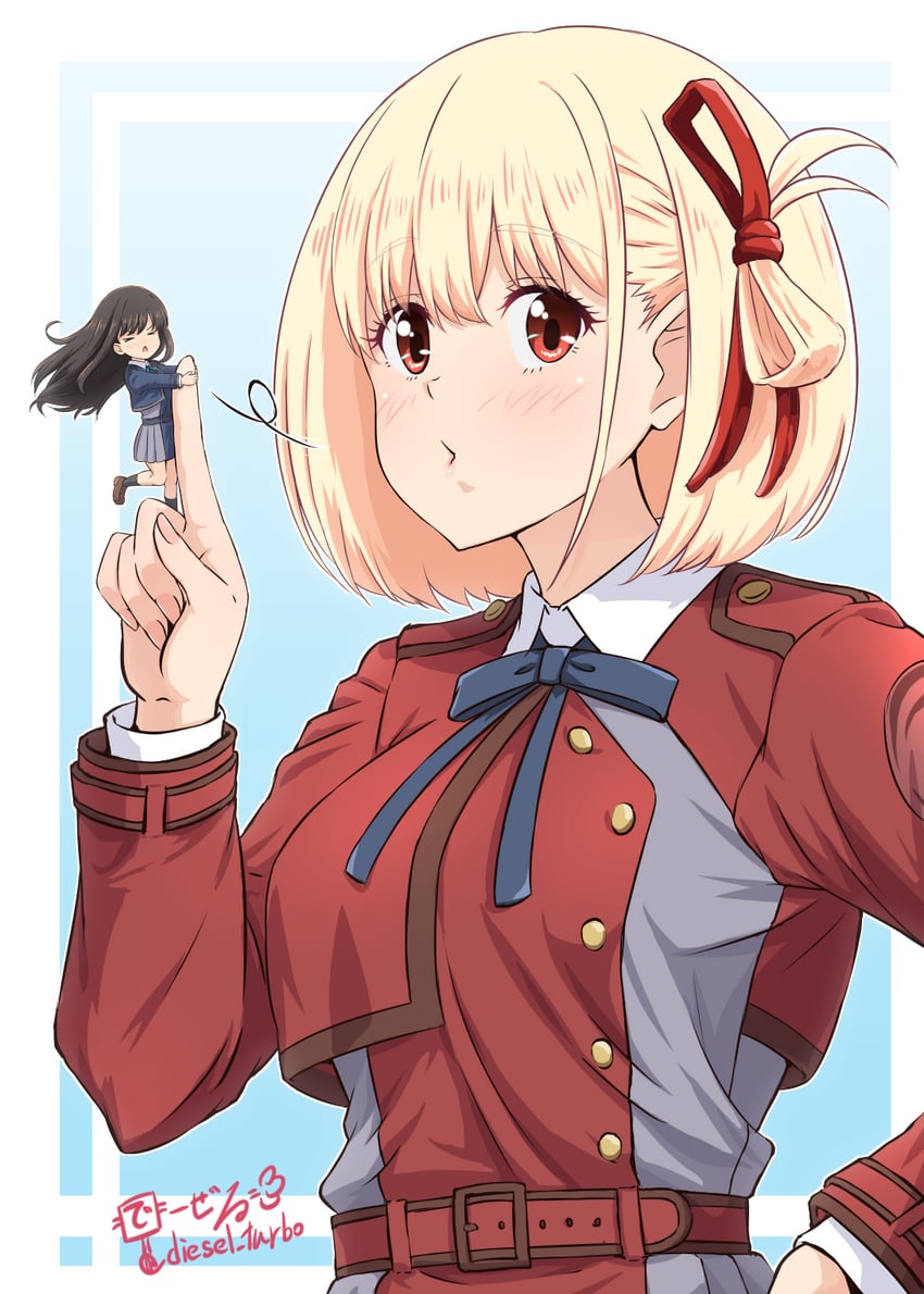 nishikigi chisato and inoue takina (lycoris recoil) drawn by diesel-turbo