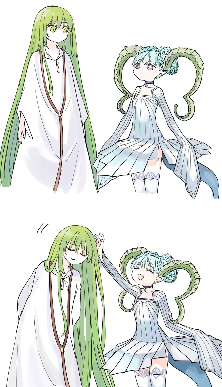 enkidu, tiamat, and larva tiamat (fate and 1 more) drawn by himeko_(nico6v6pachi)