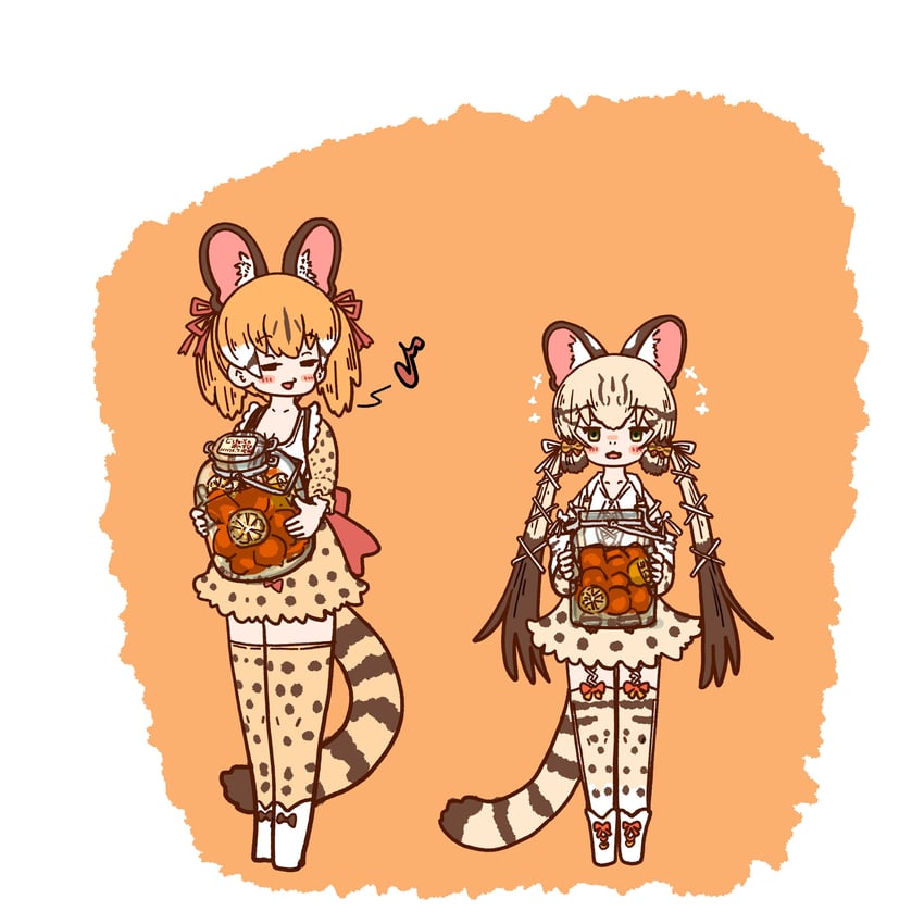 geoffroy's cat and large-spotted genet (kemono friends and 1 more) drawn by enokeyaki