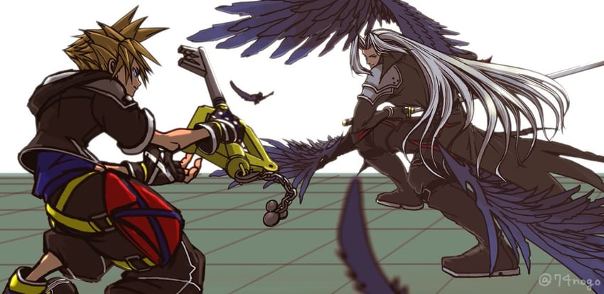 sephiroth and sora (final fantasy and 3 more) drawn by 74nogo