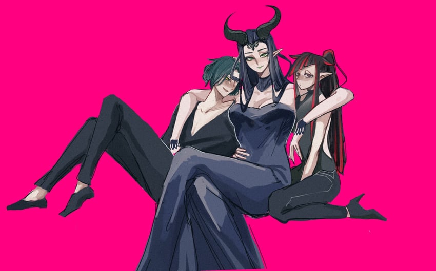 lilia vanrouge, meleanor draconia, and raverne draconia (twisted wonderland) drawn by reeeeehannnnnn