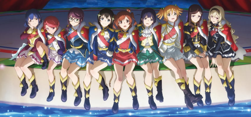 saijou claudine, tendou maya, daiba nana, aijou karen, tsuyuzaki mahiru, and 4 more (shoujo kageki revue starlight) drawn by saita_hiroyuki