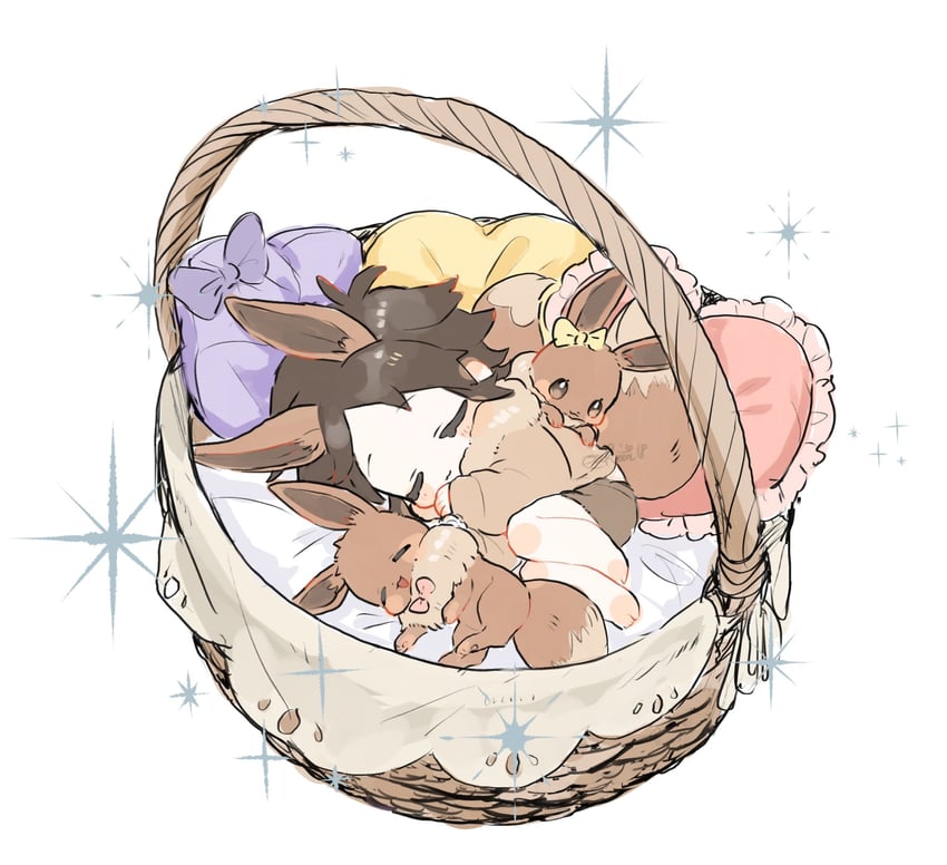 eevee and nate (pokemon and 1 more) drawn by upi_(ukn18pkanother)
