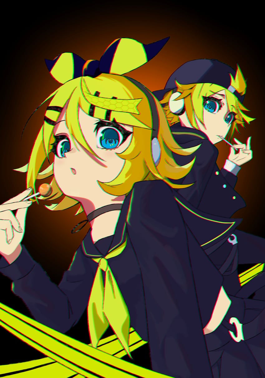 kagamine rin and kagamine len (vocaloid and 1 more) drawn by yellow_bear2