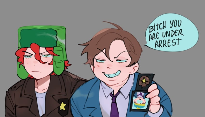 kyle broflovski and eric cartman (south park) drawn by sillymechi