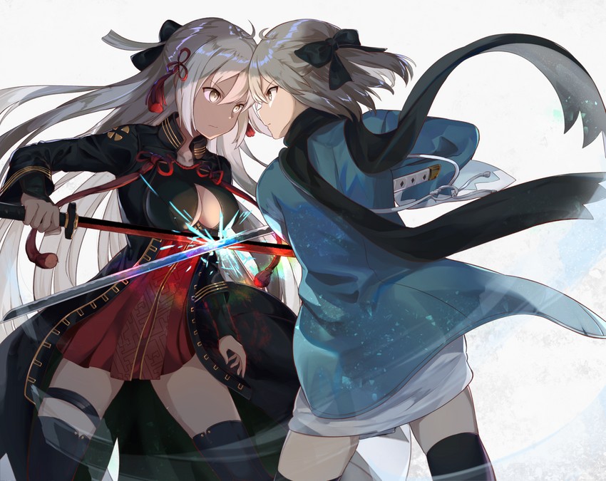 okita souji and okita souji alter (fate and 1 more) drawn by mosta_(lo1777789)