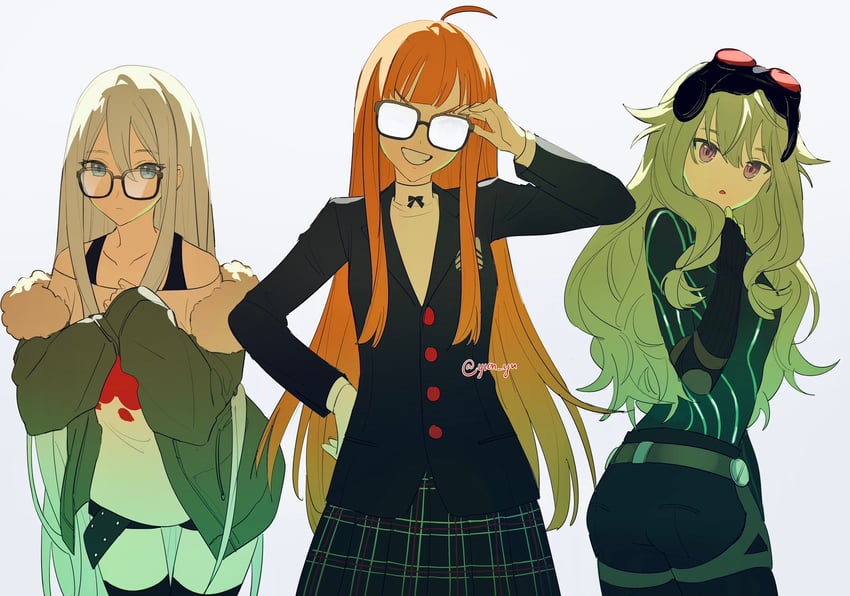 sakura futaba, yoisaki kanade, and kusanagi nene (persona and 2 more) drawn by yion_yu