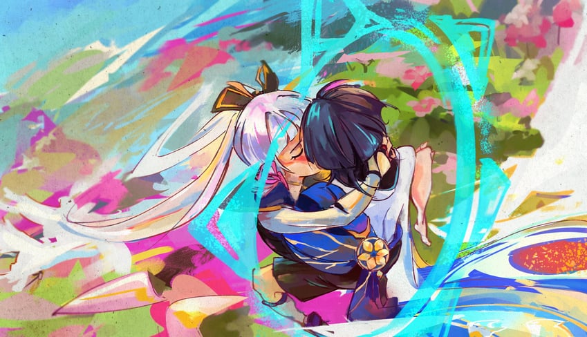 scaramouche, wanderer, and kamisato ayaka (genshin impact) drawn by aimquqi