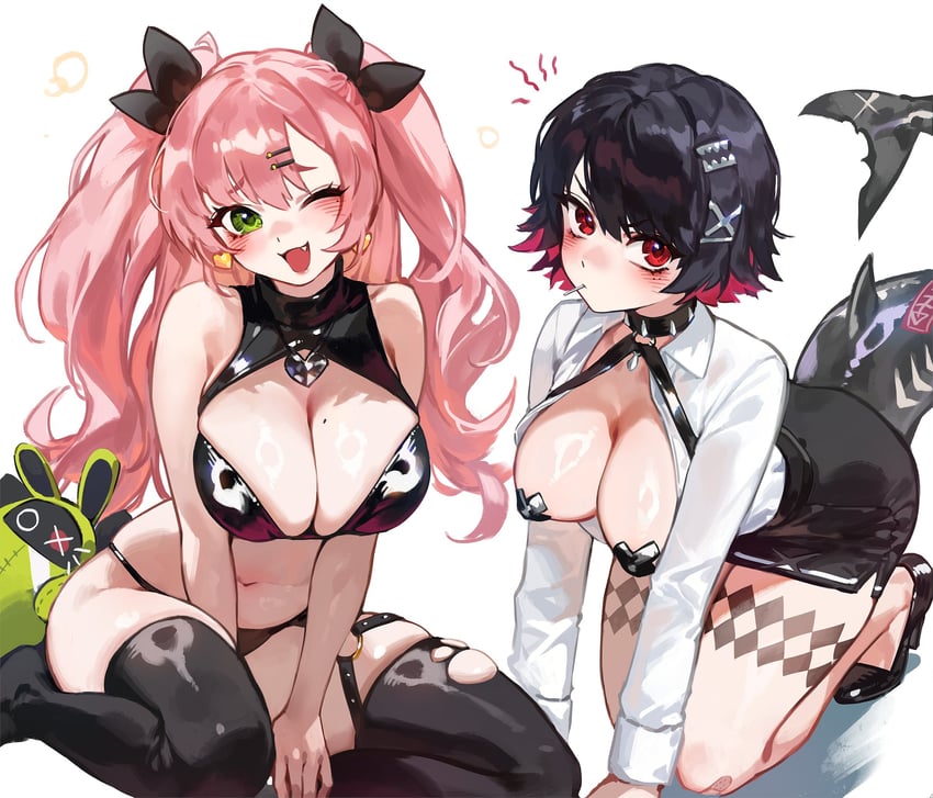 ellen joe, nicole demara, and amillion (zenless zone zero) drawn by foolish_potato