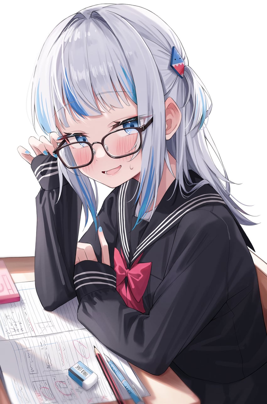 gawr gura (hololive and 1 more) drawn by green_tea_(matchaistasty)