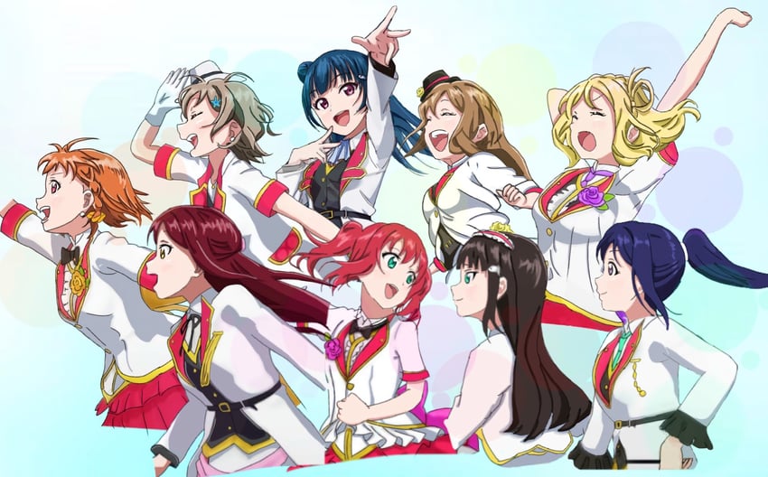 watanabe you, tsushima yoshiko, sakurauchi riko, takami chika, matsuura kanan, and 4 more (love live! and 1 more) drawn by taka_ham86
