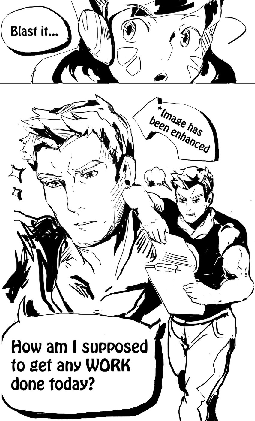 d.va and soldier: 76 (overwatch and 1 more) drawn by njike