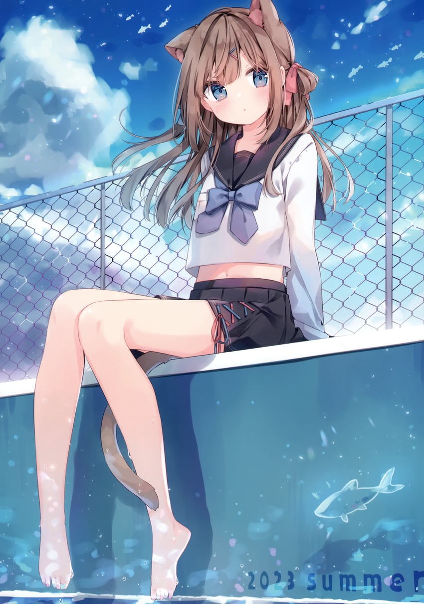 nekomimi onnanoko (original and 1 more) drawn by heripiro