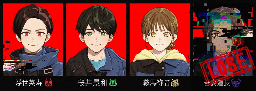 ukiyo ace, azuma michinaga, sakurai keiwa, and kurama neon (kamen rider and 1 more) drawn by oresanjyo