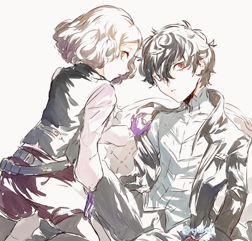 amamiya ren, okumura haru, joker, and noir (persona and 1 more) drawn by toyo_(tysb4)