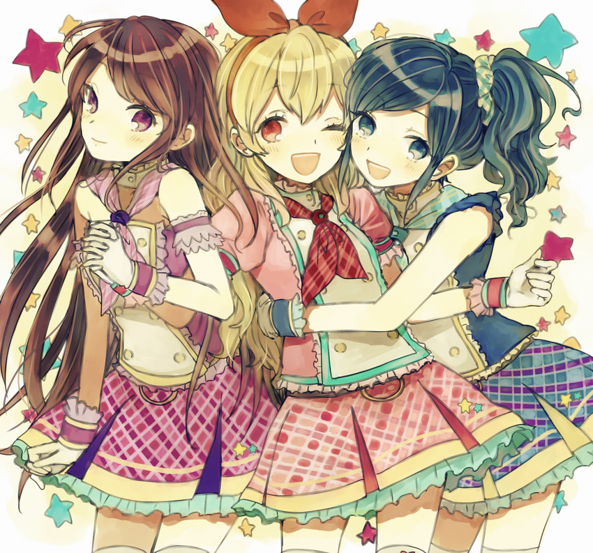 hoshimiya ichigo, kiriya aoi, and shibuki ran (aikatsu!) drawn by kurodeko