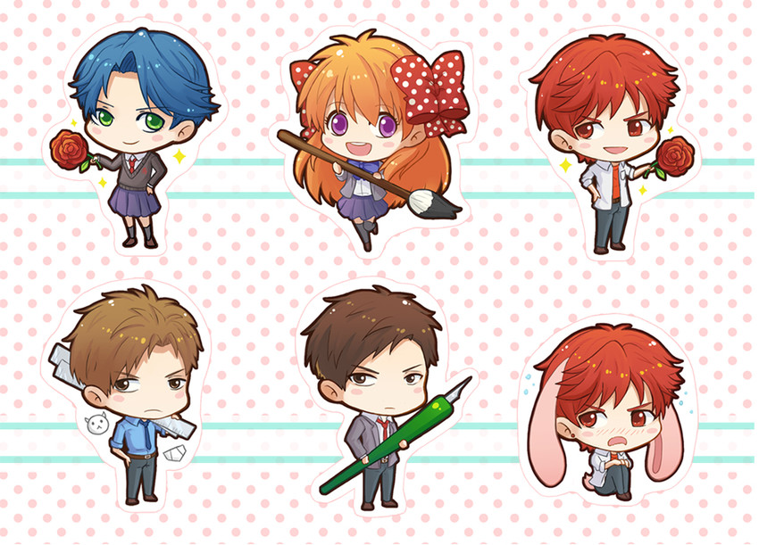 sakura chiyo, kashima yuu, nozaki umetarou, hori masayuki, and mikoshiba mikoto (gekkan shoujo nozaki-kun) drawn by a-wen