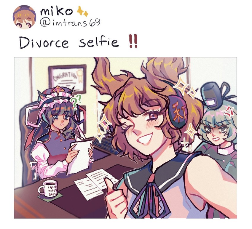 toyosatomimi no miko, shiki eiki, and soga no tojiko (touhou and 1 more) drawn by orz_(kagewaka)