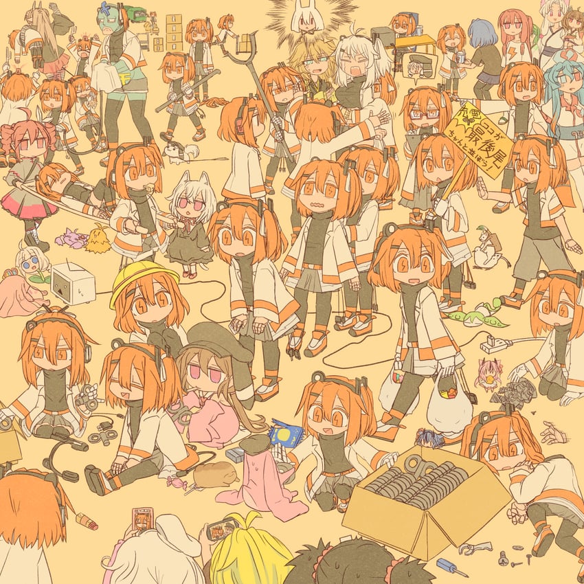 kasane teto, adachi rei, touhoku kiritan, kotonoha akane, zundamon, and 15 more (original and 9 more) drawn by haiku_kit