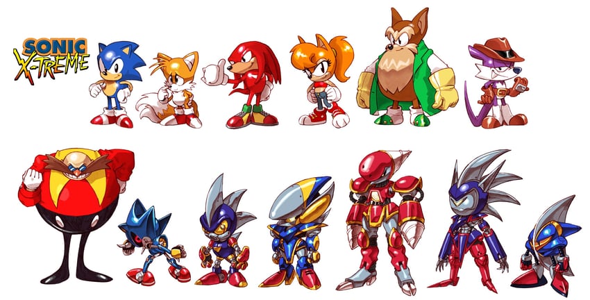 sonic the hedgehog, tails, knuckles the echidna, dr. eggman, metal sonic, and 6 more (sonic and 3 more) drawn by thekkm
