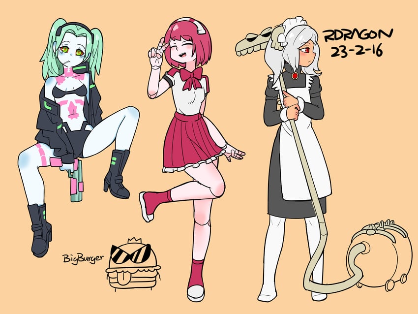 rebecca, bloody marie, and dorothy haze (skullgirls and 3 more) drawn by r-dragon