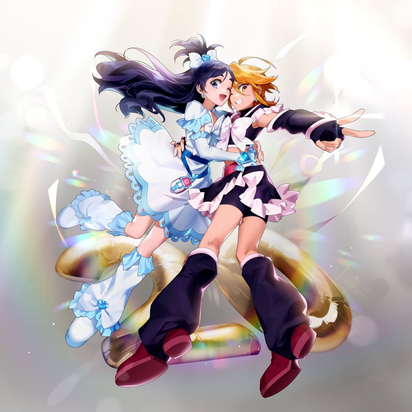 misumi nagisa, yukishiro honoka, cure black, and cure white (precure and 1 more) drawn by huge_0330