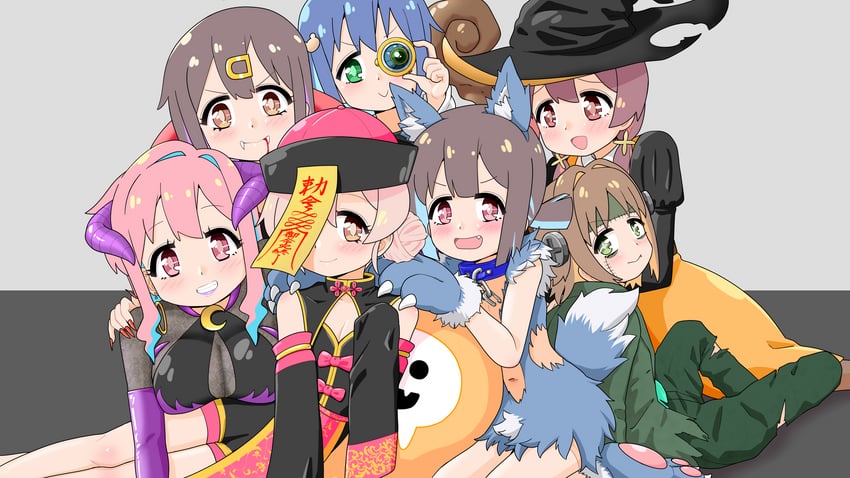 oyama mahiro, oyama mihari, hozuki momiji, oka asahi, murosaki miyo, and 3 more (onii-chan wa oshimai!) drawn by happyundergate