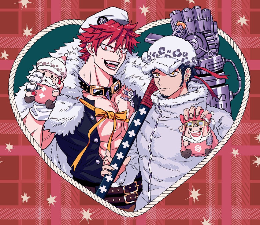trafalgar law and eustass kid (one piece) drawn by yakumo_(ykm)