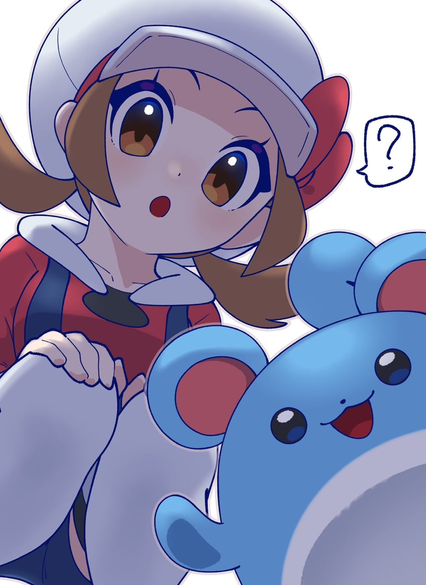 lyra and marill (pokemon and 1 more) drawn by omochi_(omotimotittona3)