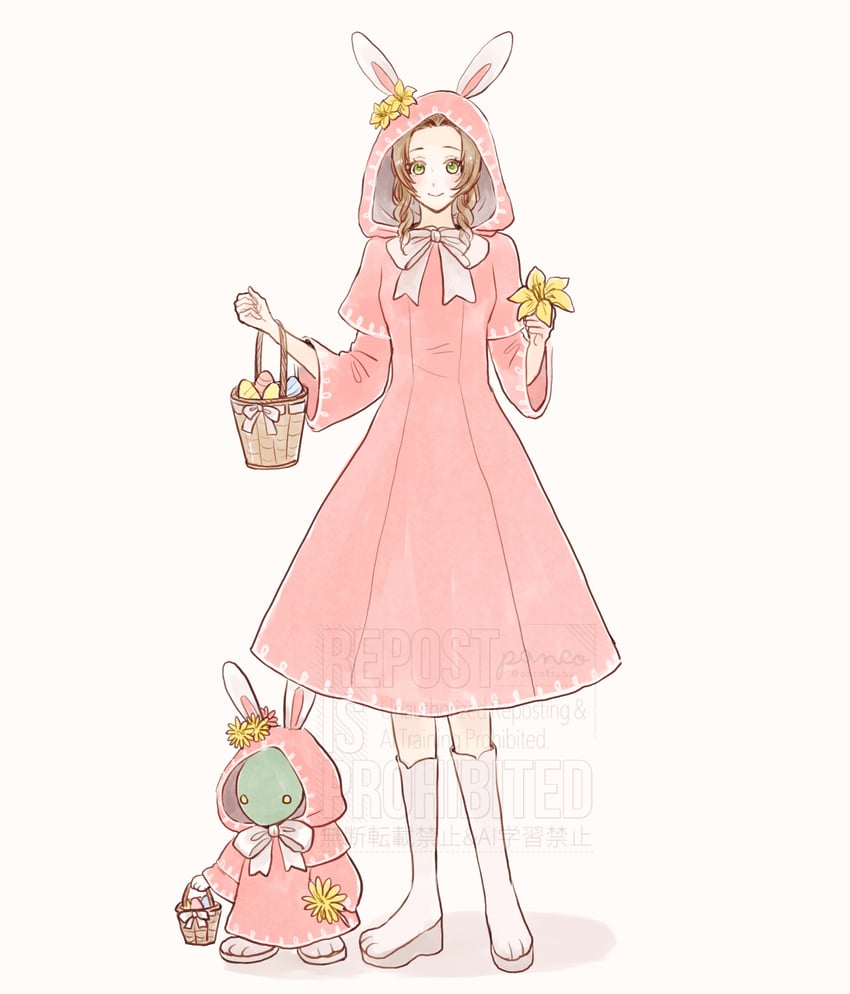 aerith gainsborough and tonberry (final fantasy and 2 more) drawn by ancotsubu