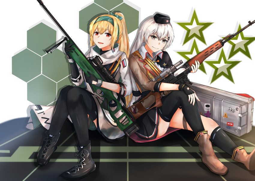 svd and sv-98 (girls' frontline) drawn by muteppona_hito