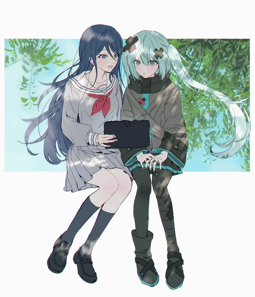 hatsune miku, hoshino ichika, and batsu miku (vocaloid and 2 more) drawn by lomo_(81159)