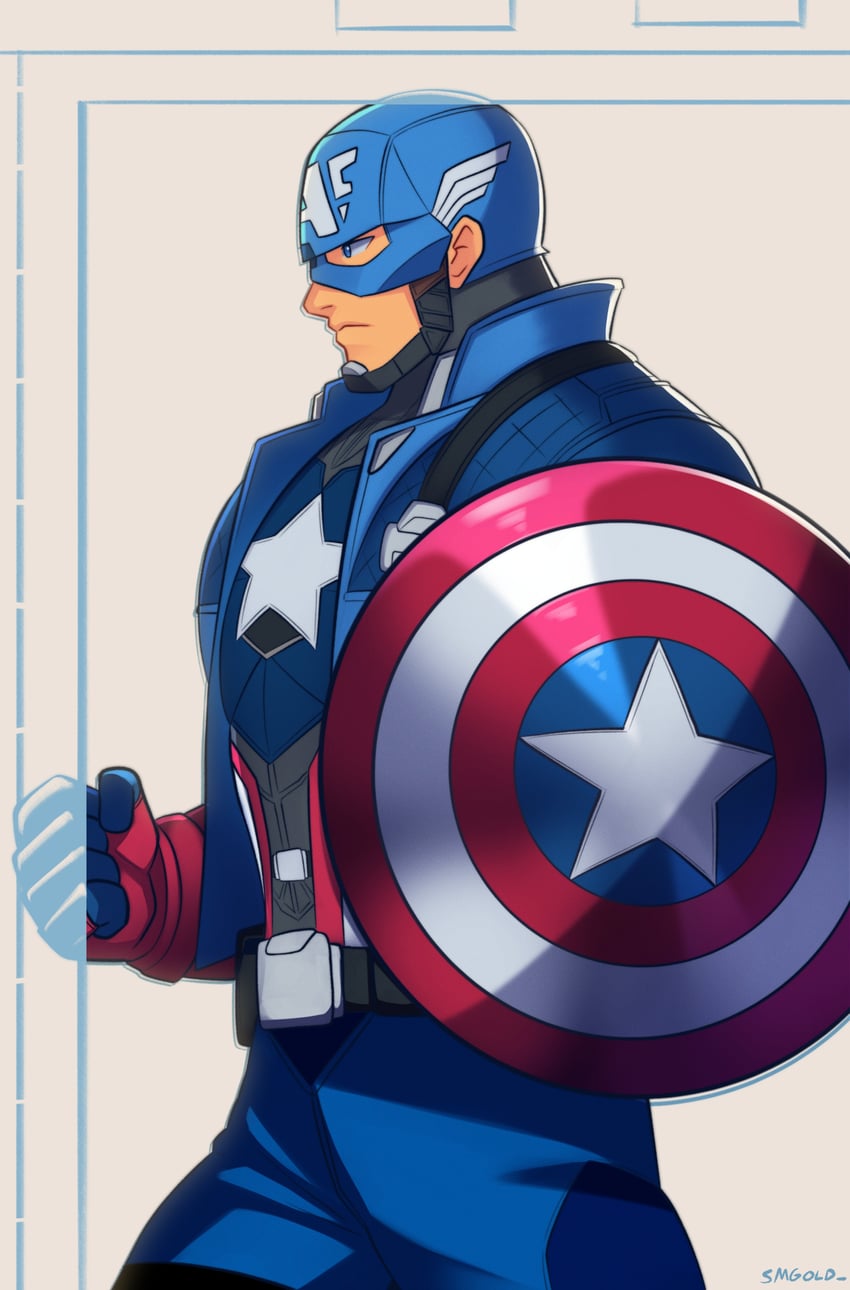 steve rogers and captain america (marvel and 2 more) drawn by smgold